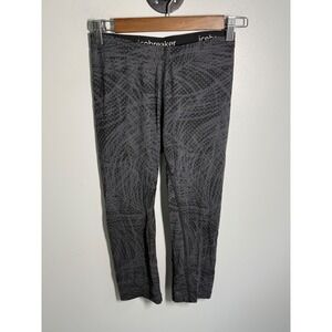 Icebreaker Merino Wool Gray Black Palm Print Capri Leggings Womens S Base Layer
